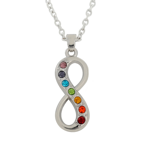 lemegeton Dropshipping Silver Zinc Alloy Seven Chakra and Nadis India Infinity Symbol Women Pendant Jewelry Fashion Necklace