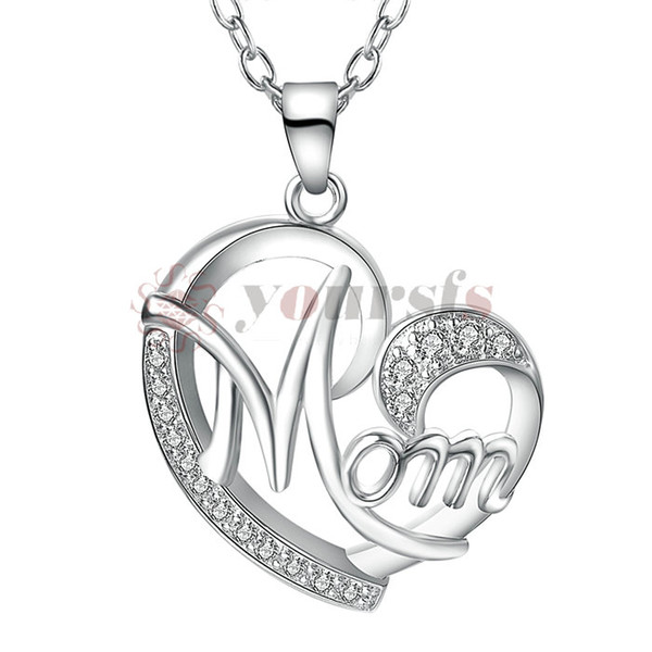 Yoursfs Mom Necklace For Mother Day Gift ,Heart Shaped Cubic zirconia&Created Neckalc