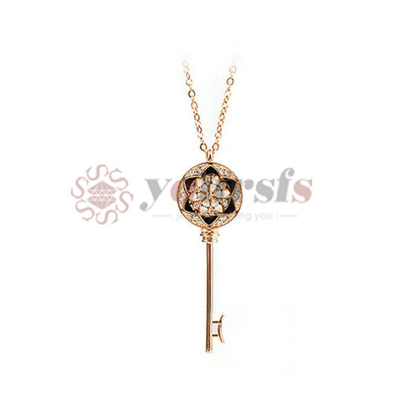 Yoursfs Fashion Rose Gold Plated Crystal and Pearl Key Necklace