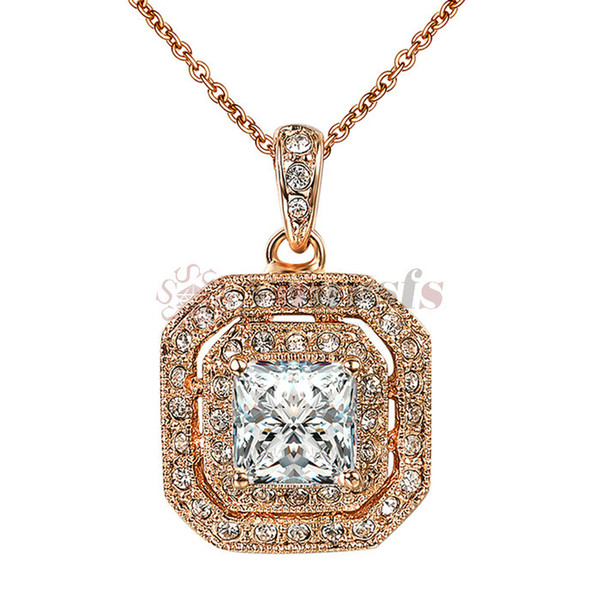 Yoursfs® 18K Rose Gold Plated Simulated Ruby Statement Pendant Necklace Use Austrian Crystal Fashion Jewelry