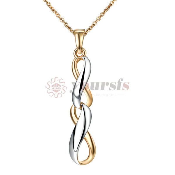 Yoursfs Gold Plating lucky double 8 word simple smooth surface collarbone chain pendant necklace fashion feminine charm