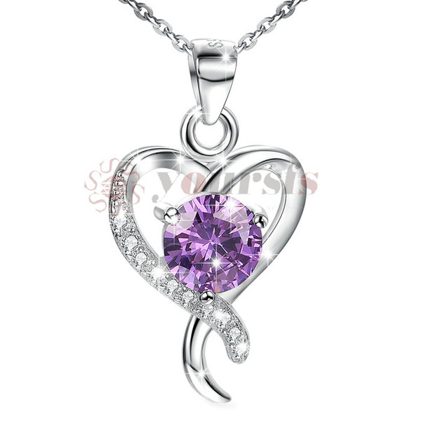 Yoursfs Heart Necklace/Created Amethyst Neckalce of Love Token Valentine's Day Gift For Girlfriend