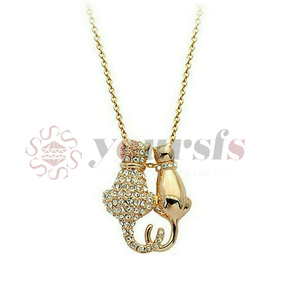 Yoursfs® 18K Rose Gold Plated Love Cat Necklace Use Austrian Crystal Fashion Gemstone Necklace