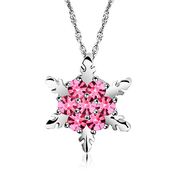 New Fashion Snowflake Crystal Pendant Necklace OL Style Chain Neckalces Women Christmas Day Gifts Choker Jewerly