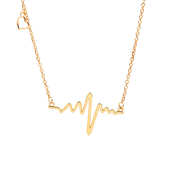 New Frequency Wave Pendant Necklace Gold Sliver Black Alloy Choker Jewelry Women Pendant Cute Delicate Statement Necklaces