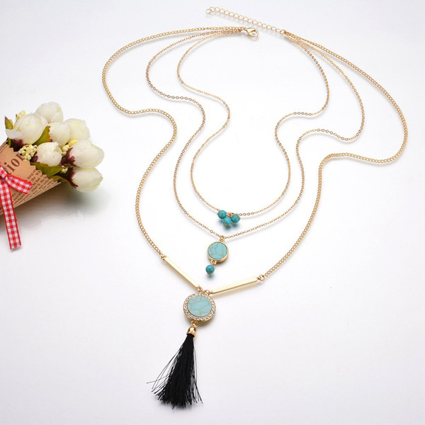 New Arrival Women Tassel Pendant Sweater Chain Long Alloy Stone Necklace Fashion Jewelry Gift Good Quality Pendants Necklaces