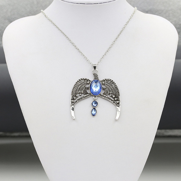 New Fashion Vintage Necklaces Ravenclaw Lost Magic Academy Crown Sweater Chain Alloy Crystal Pendant Necklace Jewelry For Women