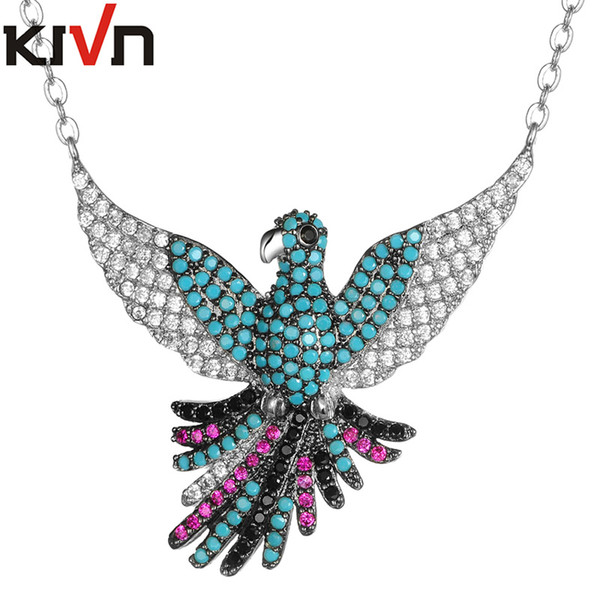 KIVN Womens Fashion Jewelry Fly Color Bird Pendent AAA Cubic Zirconia Bridal Wedding Necklaces Promotional Christmas Girls Mothers Day Gift