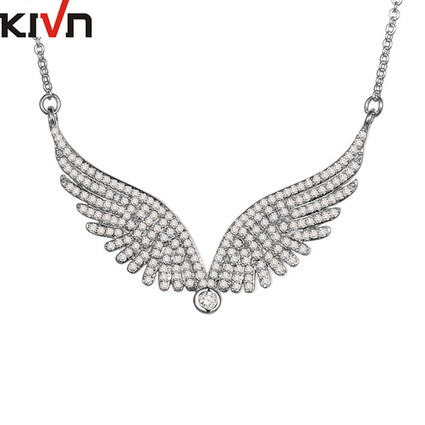 KIVN Fashion Jewelry Turquoise Angel Wings Necklaces AAA Cubic Zirconia for Womens Bridal Wedding Birthday Christmas Valentines Gifts