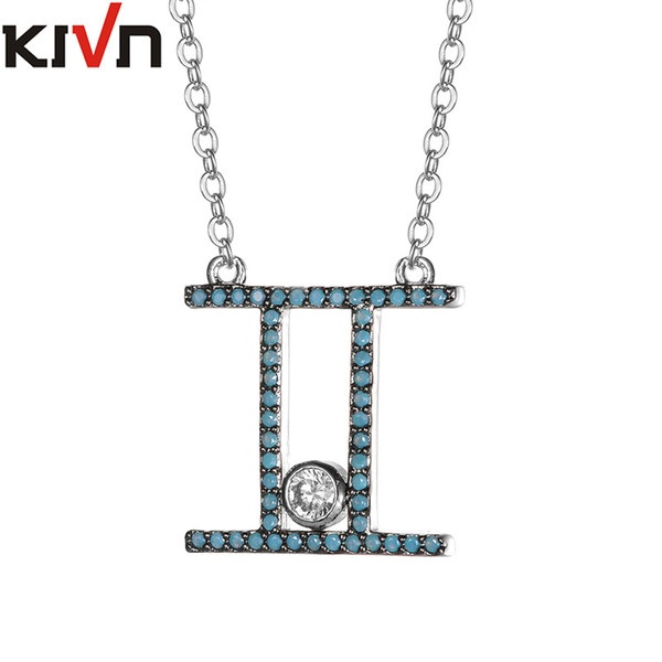 KIVN Fashion Jewelry Turquoise Constellation Zodiac CZ Cubic Zirconia Womens Girls Wedding Bridal Necklaces Birthday Mothers Gifts