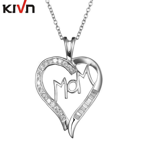 KIVN Fashion Jewelry Pave CZ Cubic Zirconia Heart Bridal Wedding Pendant Necklaces Womens Girls Promotion Birthday Gifts