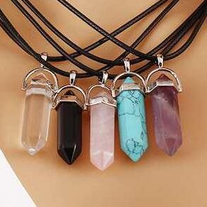 Necklaces Pendants Hexagonal Prism Gemstone Rock Natural Crystal Quartz Healing Point Chakra Stone Long Charms Chains Necklaces For Women 20