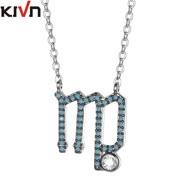 KIVN Fashion Jewelry Constellation Zodiac Sign Letter M CZ Cubic Zirconia Womens Girls Wedding Bridal Necklaces Birthday Mothers Gifts