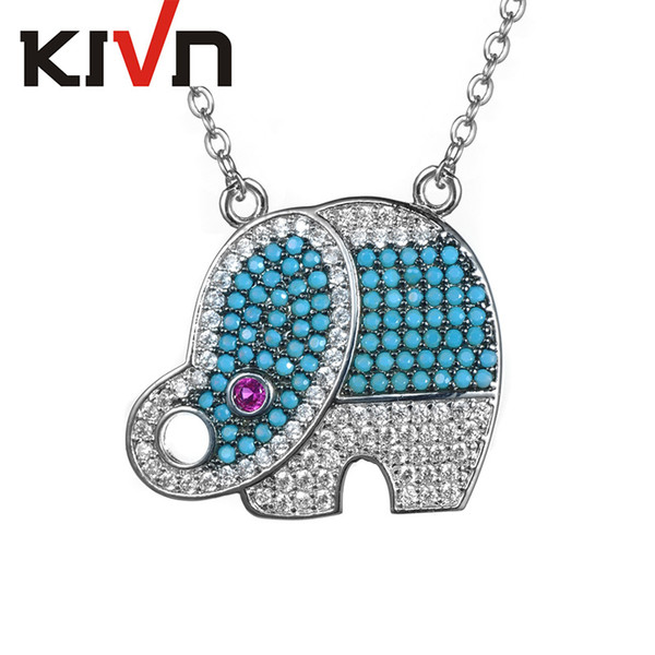 KIVN Fashion Jewelry Pave CZ Cubic Zirconia Lucky Animal Elephant Pendants Necklaces for Womens Girls Birthday Gifts