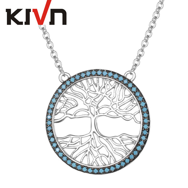 KIVN Fashion Jewelry Life Tree Pave CZ Cubic Zirconia Women Girls Wedding Bridal Necklaces Birthday Gifts 10pcs Lot Wholesale