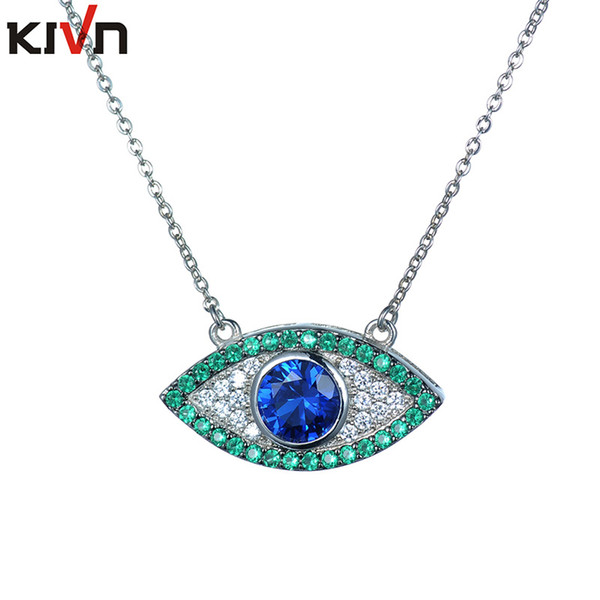 KIVN Fashion Jewelry Turkish Blue eye Cubic Zirconia Womens Girls Wedding Bridal Pendant Necklaces Mothers Birthday Gifts