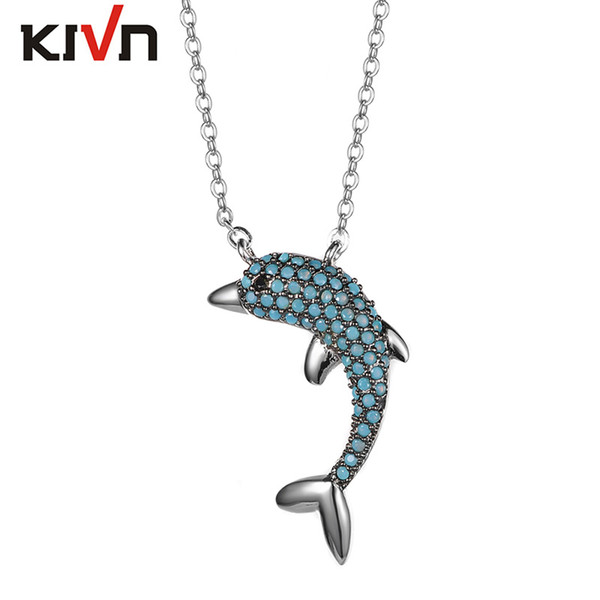 KIVN Fashion Jewelry Darling Dolphin CZ Cubic Zirconia Womens Girls Wedding Bridal Necklaces Christmas Mothers Day Birthday Gift