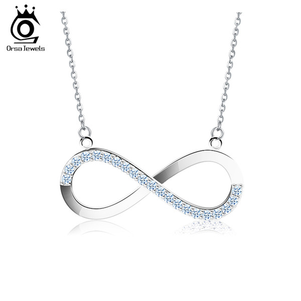 2017 Brilliant Austrian CZ Infinity Pendant Silver Plated Necklace for Women/Lover Fashion Jewelry Gift ON112