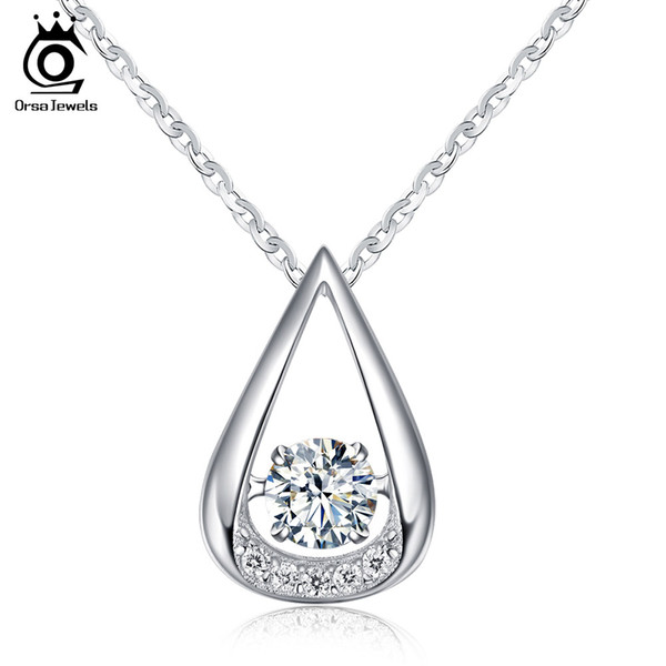 ORSA JEWELS 100% 925 Sterling Silver Pendants Necklaces for Charm Lady's Wedding&Engagement Fashion Women's Jewelry SN40