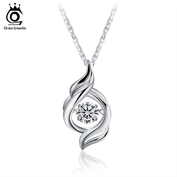 S925 Sterling Silver Pendant Necklaces with 0.3 ct Shiny CZ Fine for Women Genuine Sliver Jewelry Lover Gift SN11