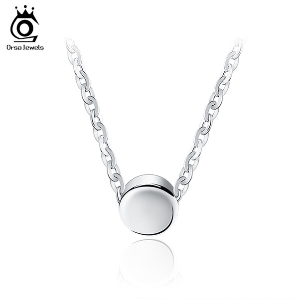 ORSA JEWELS 925 Sterling Silver Pendant Necklaces 44 cm for Women 2017 Genuine Silver Jewelry Gift SN04