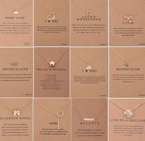 60 Styles Dogeared choke Necklace with Card Golden Silver Color Good Luck Elephant Pendant Choker Necklaces Valentine Christmas Gifts