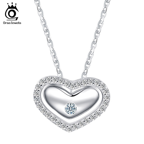 925 Sterling Silver Romantic Love Heart Pendant Necklaces Micro Paved Luxury Crystal for Women Wedding SN31