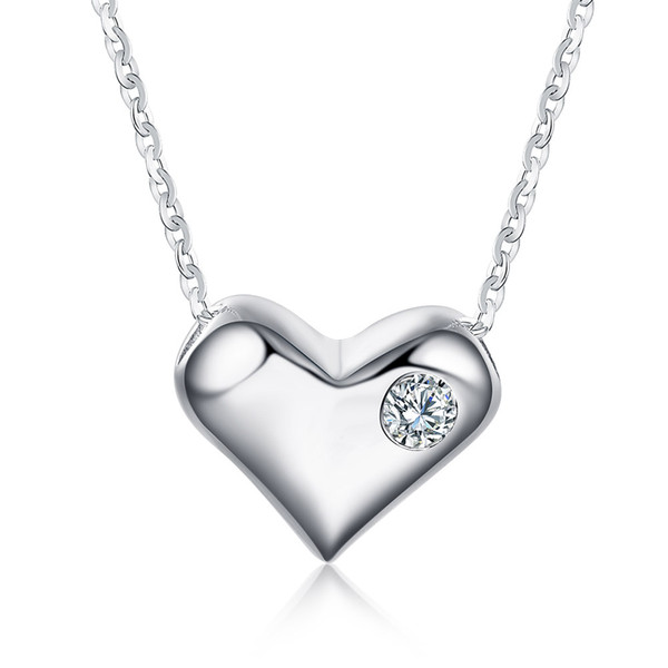 orsa Pendant Necklaces For Women Pure Smooth 925 Silver Love Heart for Women Female Fashion Jewelry SN33