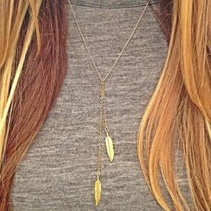 Necklaces Pendants Women Fashion Bohemia Brief Gold Plated Alloy Feathers Clavicle Chain Necklaces Wholesale Drop Shipping 20pcs