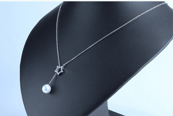 women necklaces s925 silver jewelry girls pearl pendants chokers star rose gold chains 480mm 2019 new arrive casual simple bijouterie 1pc