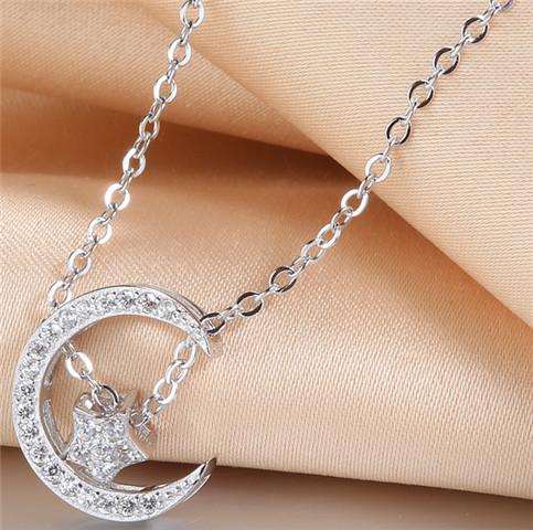 925 silver necklaces woman jewelry pendants moon star diy cross chains white gold rose gold chokers diamante fashion wholesales 2016 new 1pc