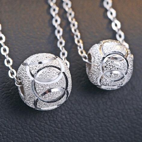 Authentic 925 Silver Jewelry Ball Pendants Necklaces DIY Chains Slide Fashion Casual Girl Friend Gifts Wholesales Cheap 9mm 8mm 1pc GOLDFEU