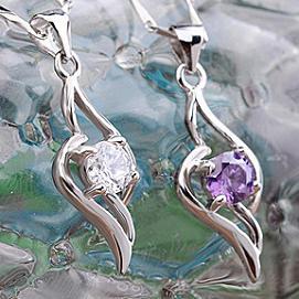 Goldfeu S925 Sterling Silver Jewellery Women' Pendants Slider White Purple Crystal Casual 2019 New Fashion Trendy Birthday Gifts 25*9mm 1ps