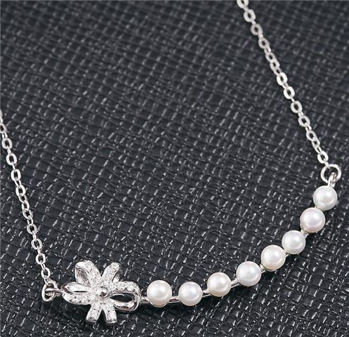 real 925 sterling silver jewelry pendants pearl necklaces woman lady cross chains white gold rose gold bowknot chokers diamante fashion 1pc