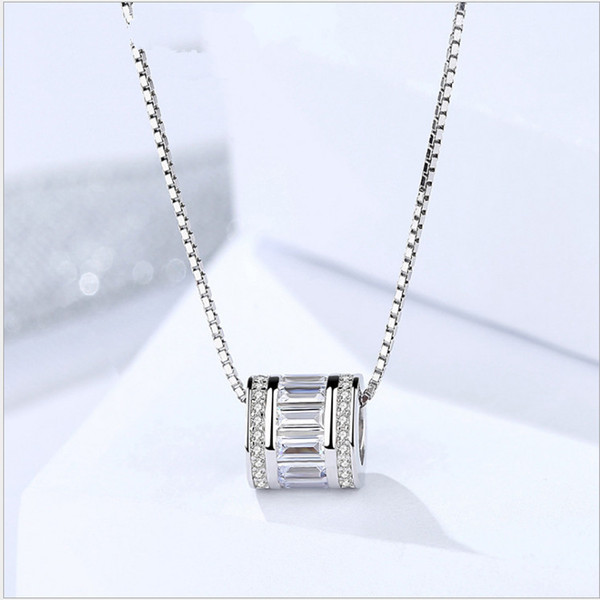 pendants 925 silver sterling silver necklaces ladies jewelry diamond plated platinum manufacturers woman sport charming classic 9x9mm 1pc