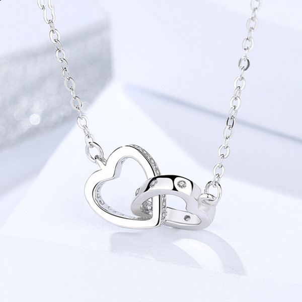 choker necklaces pure s925 silver jewelry heart love thin chains small pendants valentine's day girlfriend gift elegant office lady 2019 1pc