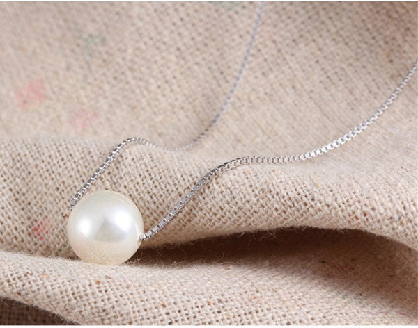 pearl necklaces sterling silver 925 jewelry woman lady thin short box chains fashion elegant wife gift compatible with european 2019 new 1pc