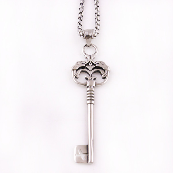 Top Quality Vintage Style Key Pendant Necklace Stainless Steel Jewelry For Men Women Charm Necklace Couple Jewelry