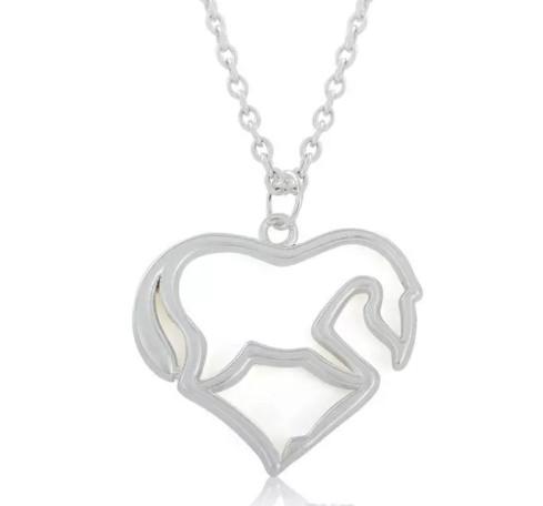 10pcs/lot silver plated animal heart shape horse pendant necklaces jewelry