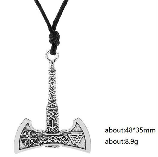 Slavic Antique Silver Color Slavic Perun Axe Pendant Jewelry Perun Opal Viking Necklaces