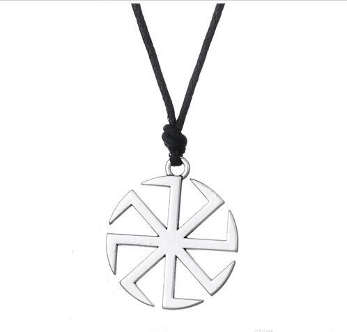 Pagan Sun Pendant Jewelry Gold And Silver Color Necklace Adjustable Wax Cord Chain And Zinc Alloy Chain Womens Necklace