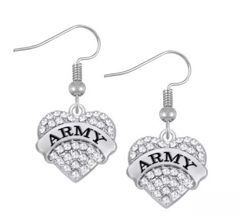 ARMY Earrings & Bracelet & Pendant Necklaces &Pendant Charms Jewelry Rhodium Plated Crystal Jewelry