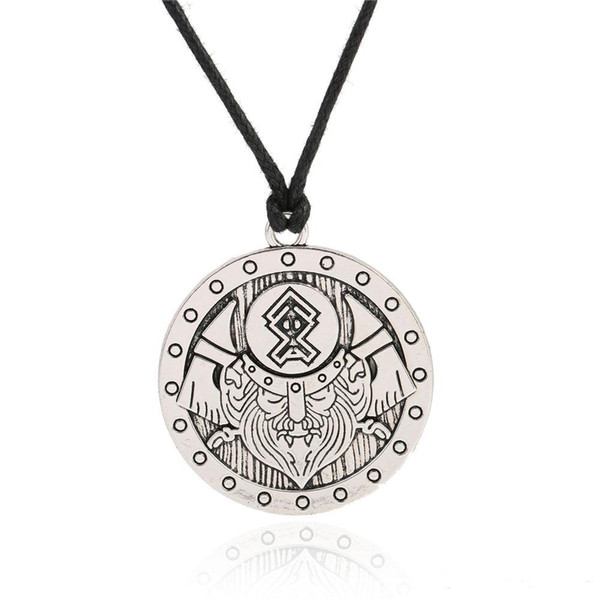 Classic Scandinavian Viking Warrior Shield Norse Odin Legendary Amulet Nordic Talisman For Male long Pendant necklace