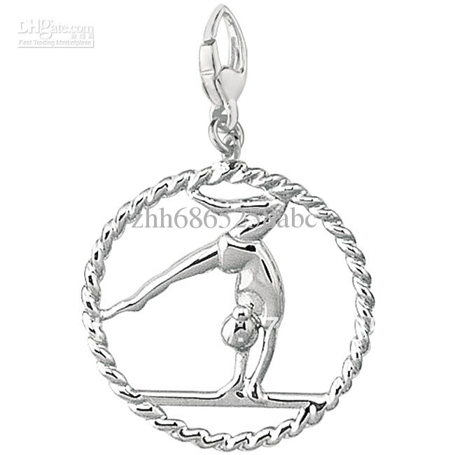 New Arrival Gymnastics Girl on Balance Beam Circle Charms Pendant For Jewelry Making