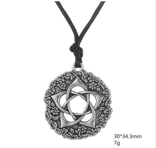 Wheat Chain Pentacle Pendant Wicca Jewelry Hoodoo Amulet Jewelry For Lovers Adjustable Wax Cord Luxury Necklace