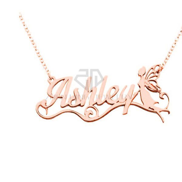 Stainless Steel Girlfriend Gift Personal Silver Delicate Name Necklace Customized Personalized Nameplate Pendant Stylized Name Necklace