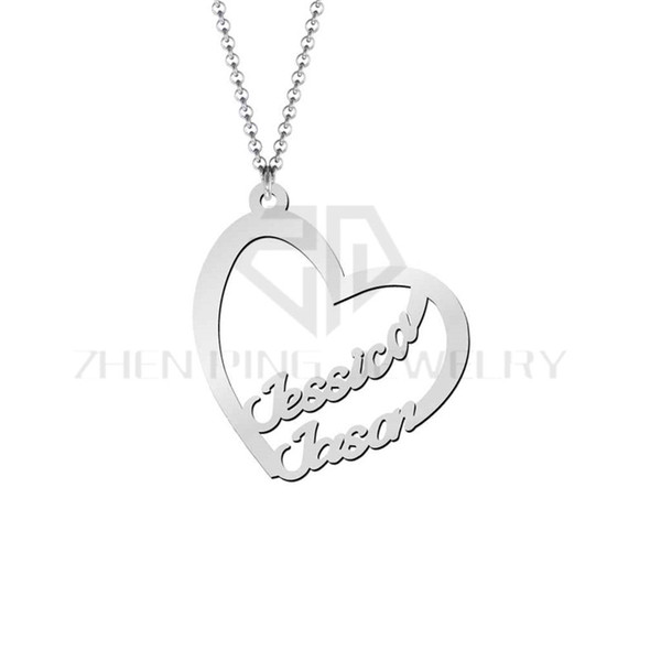 Written With Love Heart Name Necklace Stainless Steel Personal Customized Personalized Nameplate Pendant Love Name Necklace