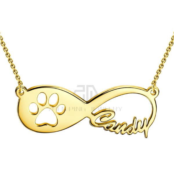 Infinity Pet Paw Print Personalized Name Necklace 316 Stainless Steel Infinity Pendant with the Custom Pet Name