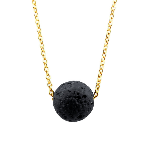 2018 Hot Sale Minimalist Lava Stone Essential Oil Diffuser Necklace Aromatherapy Jewelry Lava Ball Chain Necklace