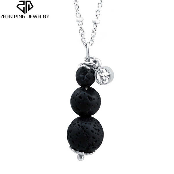 Simple Style Black Natural Lava Stone Pendant Choker Neckalce Essential Oil Aromatherapy Diffuser Locket Lava Rock Necklace